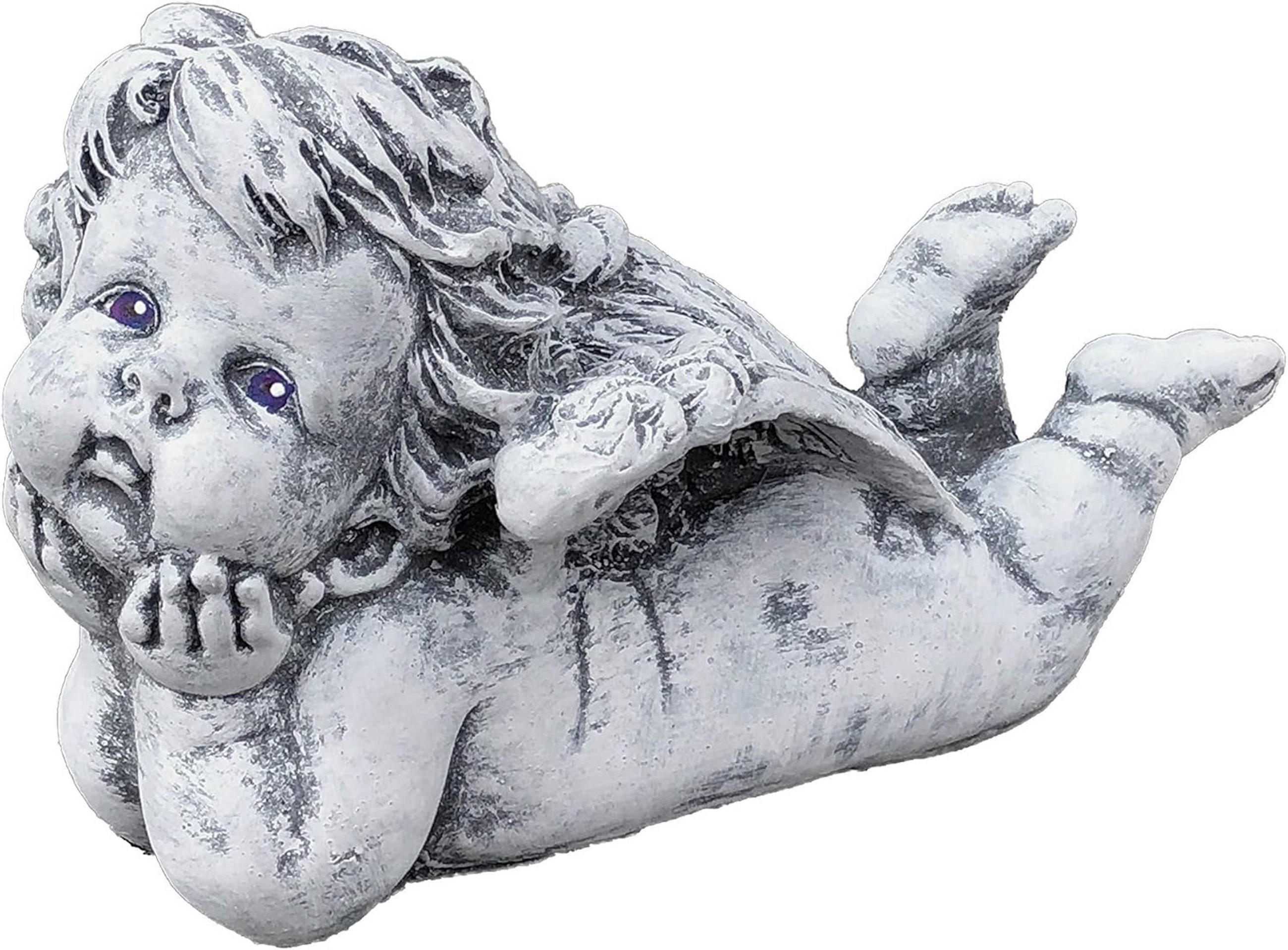 STEINFIGUR liegender Engel Grabschmuck frostfest wetterfest - Grau, Stein (8/13/19cm) - stoneandstyle