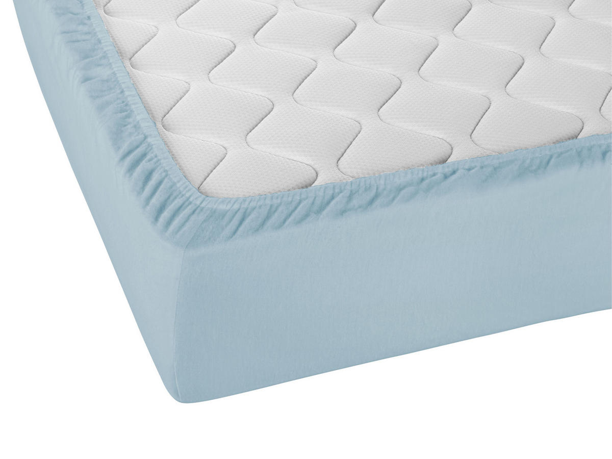 SPANNBETTTUCH Biber taubenblau, 140x200 cm - 160x200 cm - Blaugrau, Textil (160/200cm) - biberna