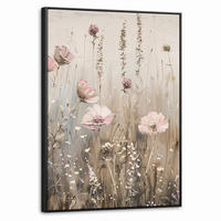 LEINWAND Bilder mit Rahmen - Blumen - Rosa - Modern - Beige - 70x100 - Beige, Textil (70/100cm) - MuchoWow