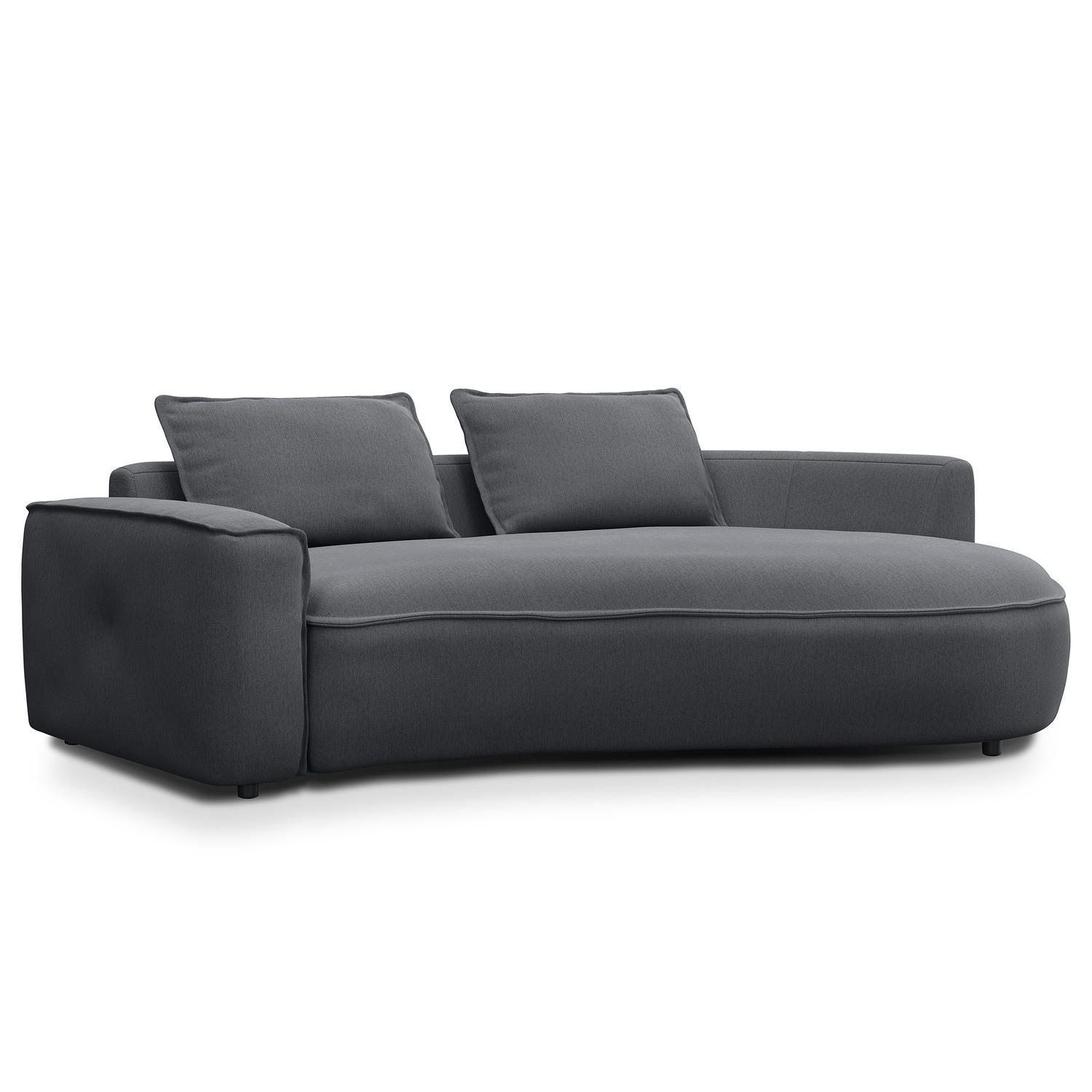 2,5-SITZER SOFA - Schwarz/Grau, Kunststoff/Textil (217/82/146cm) - home24