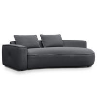 2,5-SITZER SOFA - Schwarz/Grau, Kunststoff/Textil (217/82/146cm) - home24