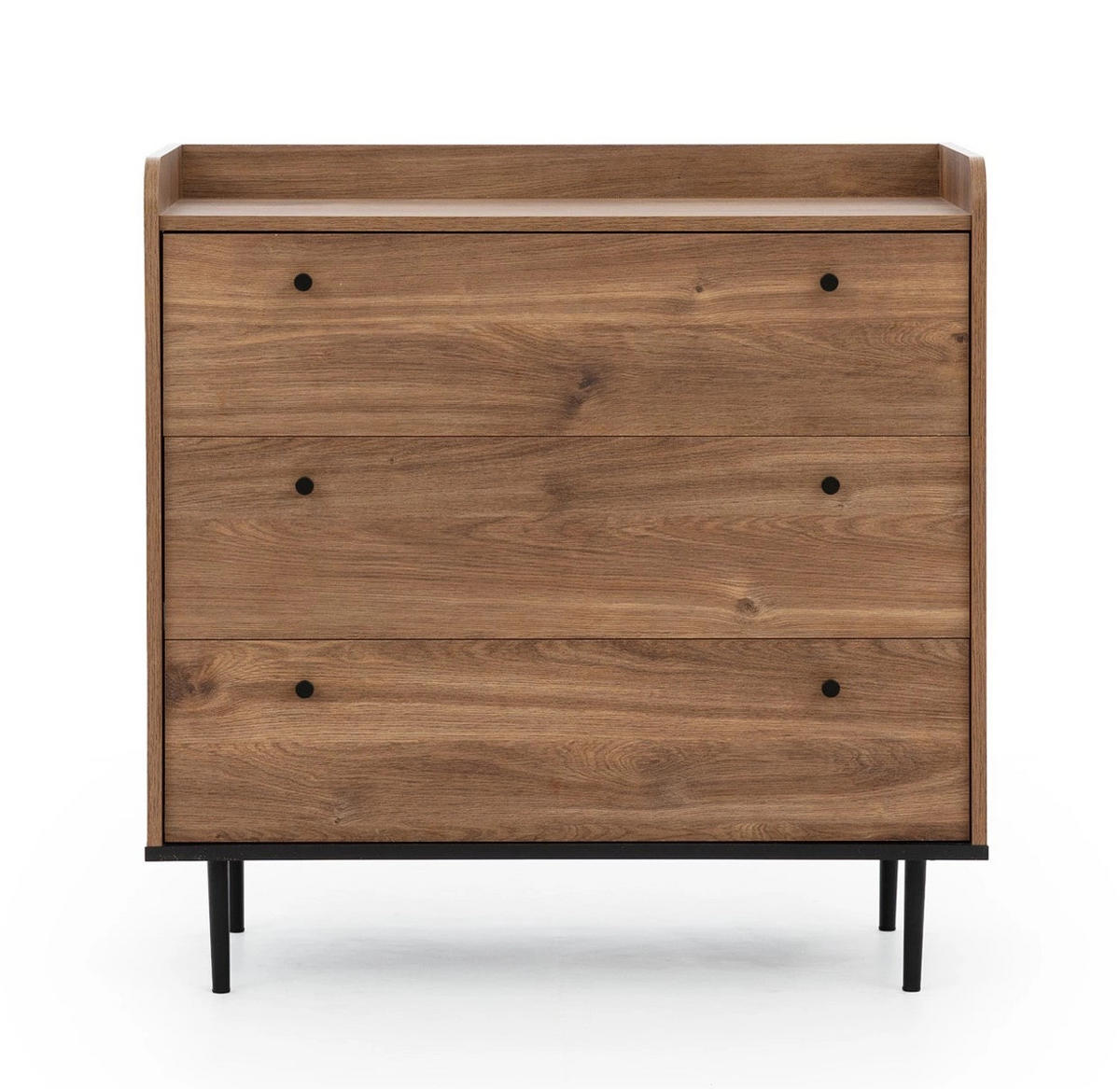 KOMMODE Nero mit vier Schubladen - Hellbraun/Schwarz, Holzwerkstoff/Metall (90/90/45cm) - Ravio