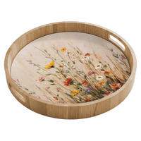 TABLETT - Wildblumen - Pinselstriche - Ruhig - 40x40 cm - Multicolor, Holz (40/5/5cm) - OnlyWow