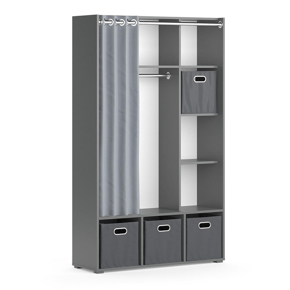 KLEIDERSCHRANK Luigi Grau 105.8 x 178.1 cm Mit Faltboxen (grau) - Grau, Holzwerkstoff (38/178.1/105.8cm) - Vicco