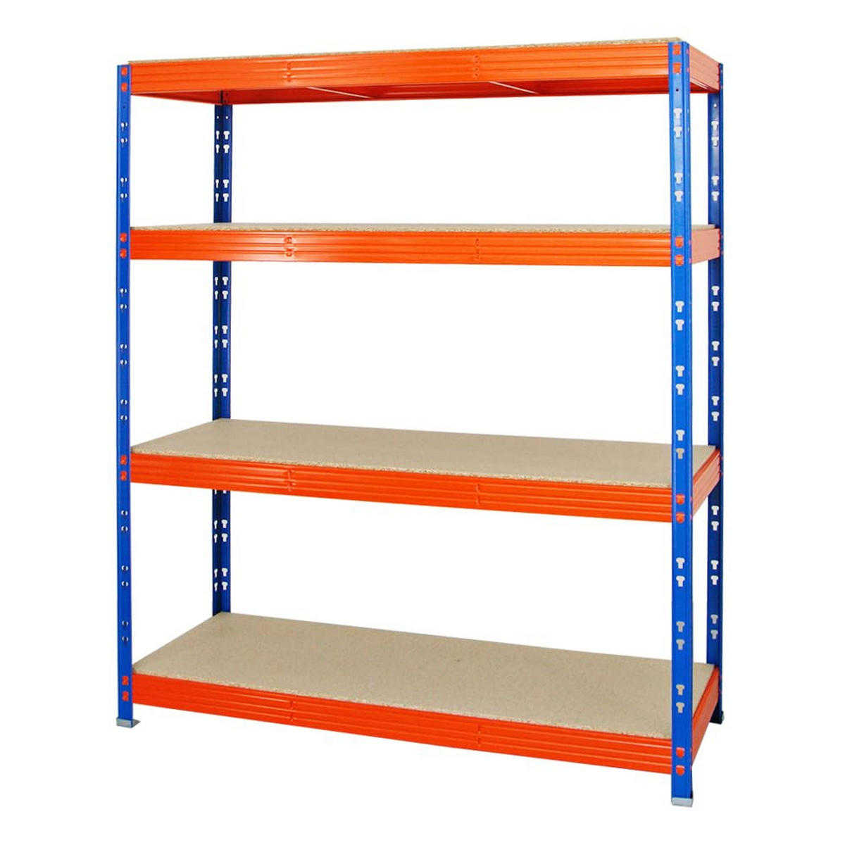 SCHWERLASTREGAL Rhino 180x160x60 cm 4 Spanplatten-Ebenen 16mm Fachlast 500 kg Blau/Orange - Blau/Orange, Metall (160/180/60cm) - PROREGAL