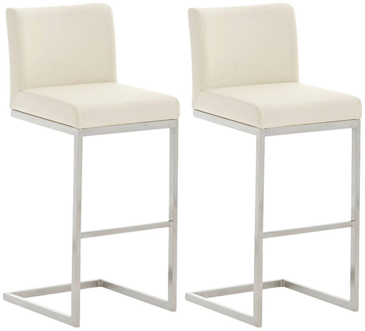 BARHOCKER 2er Set Lederlook creme - Creme, Textil/Metall (42/104/48cm) - CLP