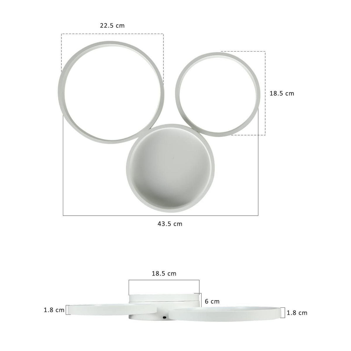 LED-DECKENLEUCHTE Dreiring 44/36/6 cm - Weiß, Metall (44/36/6cm) - Nettlife