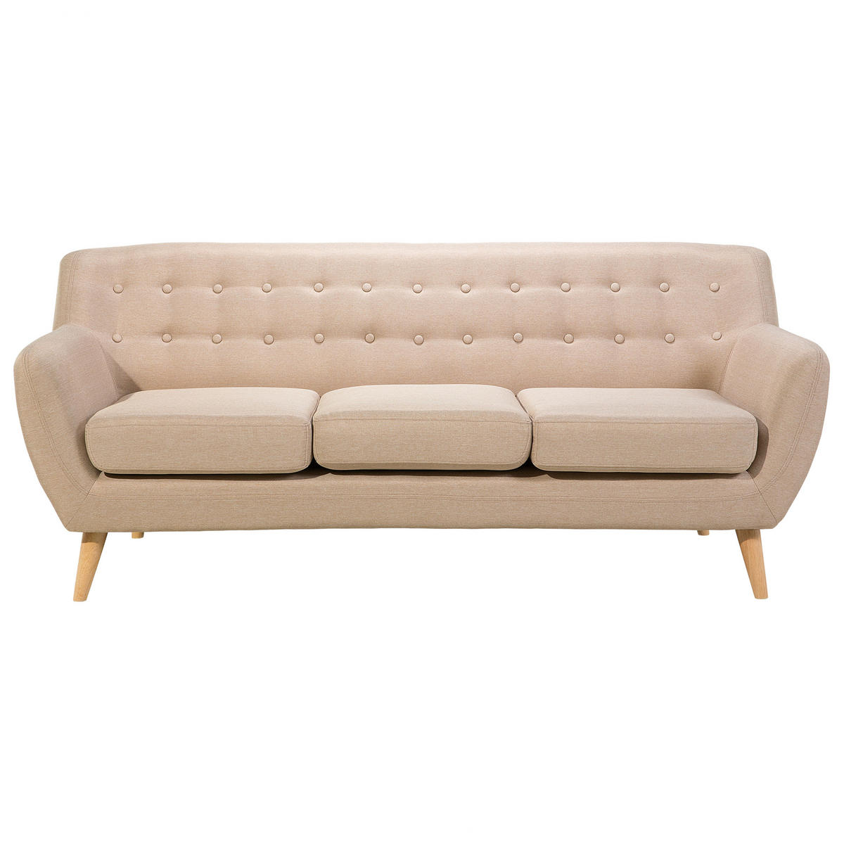 3-SITZER-SOFA beige/hellbraun Motala - Hellbraun/Beige, Textil (182/76/83cm) - Beliani