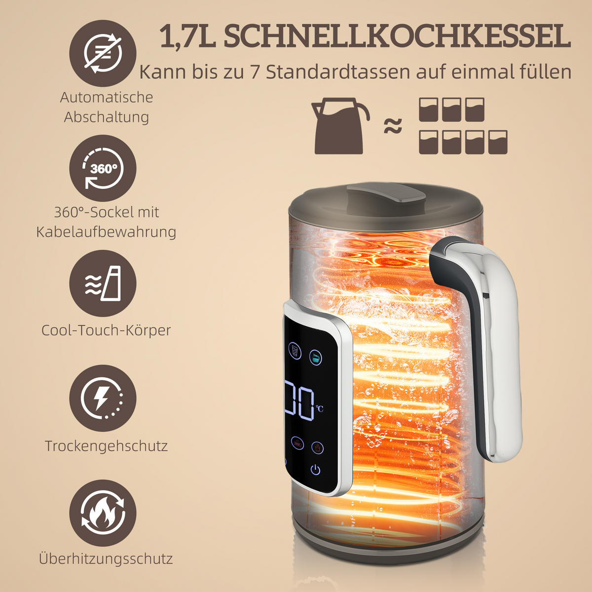 WASSERKOCHER Toaster Set mit 6 Bräunungsstufen Memory-Funktion Schwarz - Schwarz, Kunststoff (15/26.3/22.5cm) - HOMCOM
