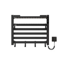 HANDTUCHHEIZKÖRPER 45/60 cm Schwarz elektrisch 155 W mit WLAN, Ablage und 6 Haken - Schwarz, Metall (60/45/20cm) - S'AFIELINA