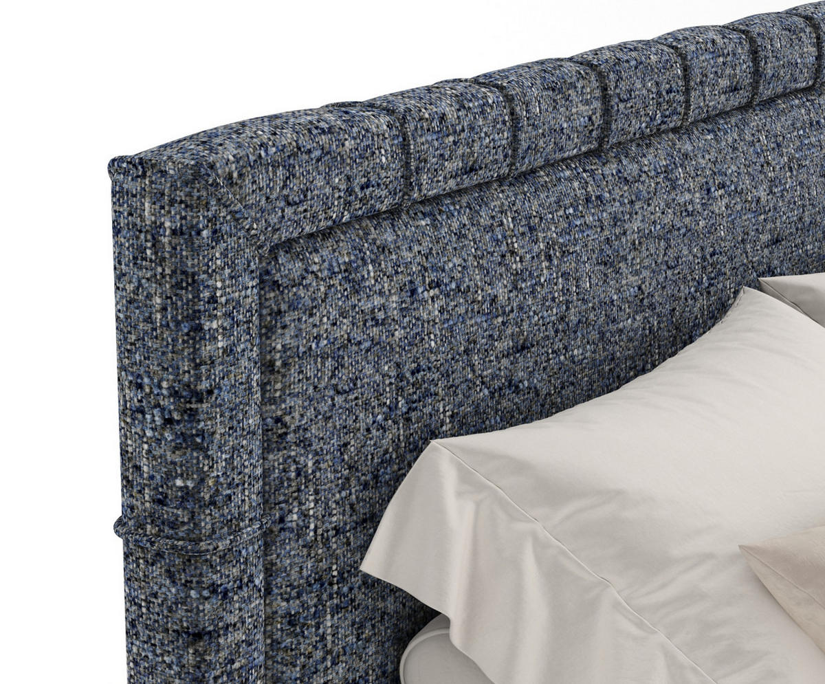 BOXSPRINGBETT Rimini Marineblau 200/200 cm mit Matratze und Topper - Naturfarben/Dunkelblau, Holz/Holzwerkstoff (200/200cm) - Maison de Reve