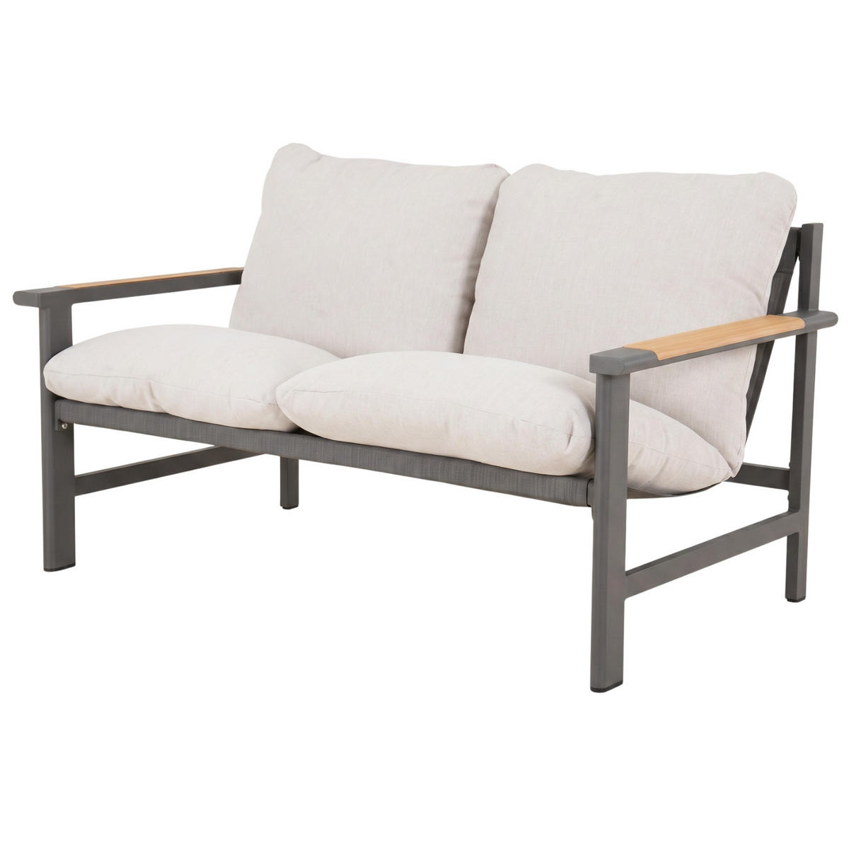 GARTENSET Aspen aus Metall, 2 Sessel + 2-Sitzer Sofa + Couchtisch, Grau - Grau, Metall - Beautysofa