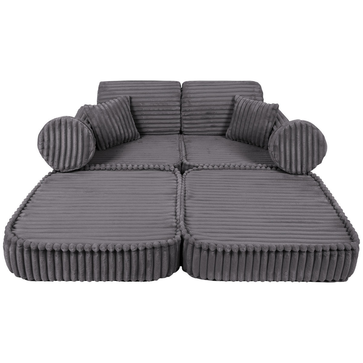 KINDERSOFA, Pocket Basic, Churros, Taubengrau - Graphitfarben, Textil (120/25/60cm) - MeowBaby