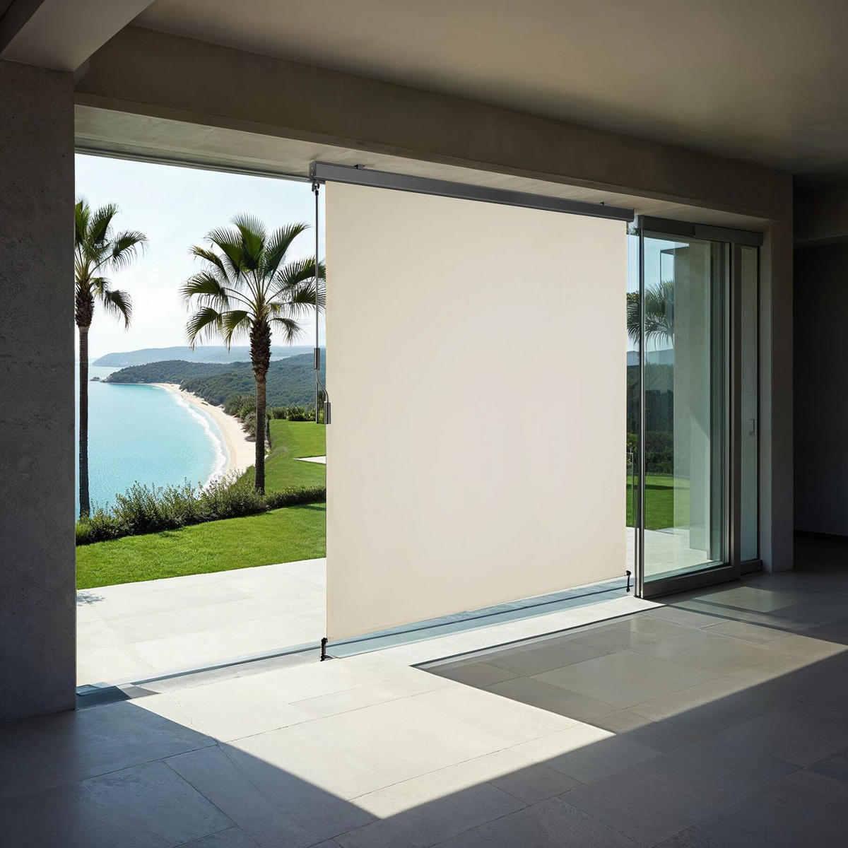 SENKRECHTMARKISE Eloise,inkl. Wandhaltern,beige - Beige, Kunststoff (160/250cm) - tectake