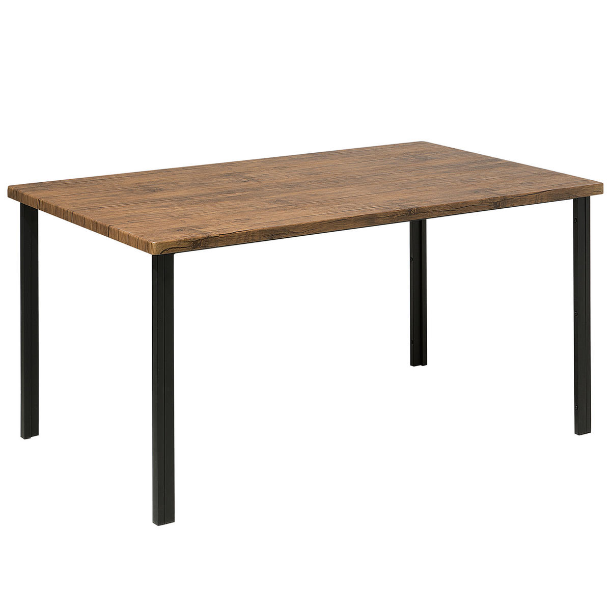 ESSGRUPPE Dunkelbraun Stahl 6-Sitzer 150 cm Laredo - Schwarz, Holzwerkstoff (150/75/90cm) - Beliani