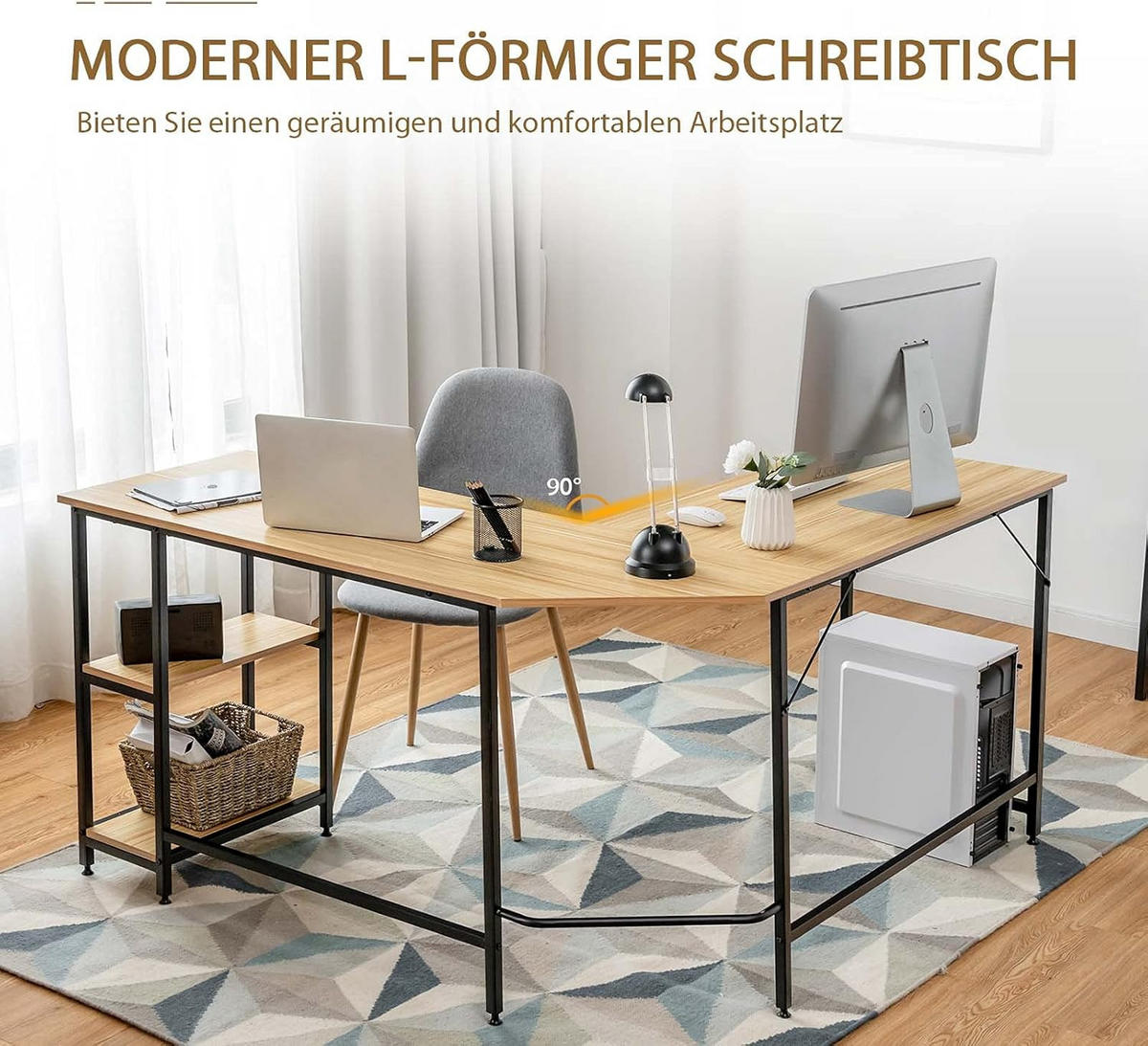 DATORBORD Natur - Naturfärgad, Träbaserade material (138/138/75cm) - COSTWAY