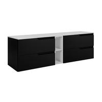 BADEZIMMERSCHRANK: Schwarz / Weiß, 140 (2 x 60 + 20) x 46 x 58 cm - Schwarz/Weiß, Holzwerkstoff (140/58/46cm) - 3XE LIVING