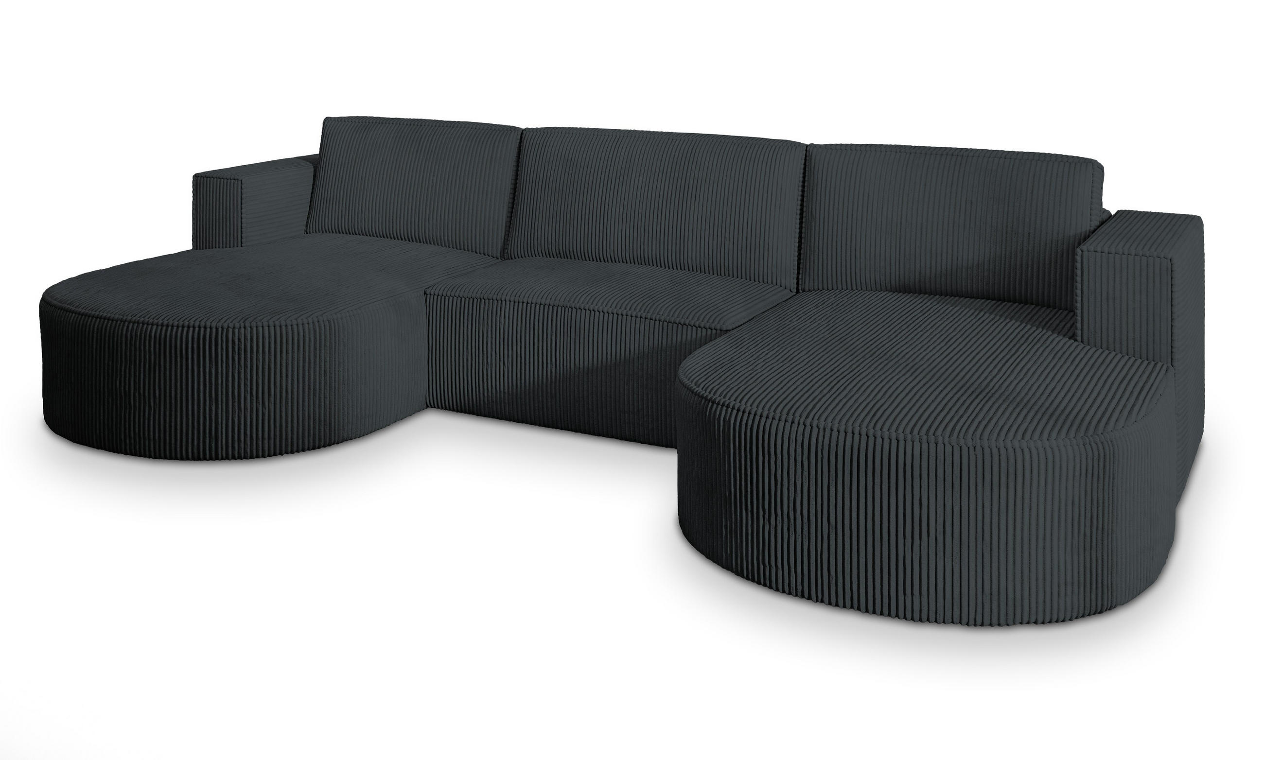 ROHOVÁ SEDAČKA VEZZO grafitová - šedá/grafitová, dřevo/textil (347/174cm) - MASSENO