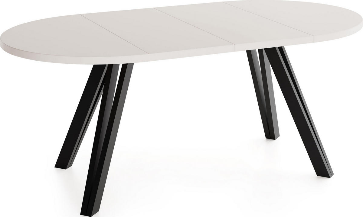 ESSTISCH Ravero runder ausziehbarer, Kaschmir 100-180/100/77 cm - Kaschmir/Schwarz, Holz/Holzwerkstoff (100/100/77cm) - WFL GROUP