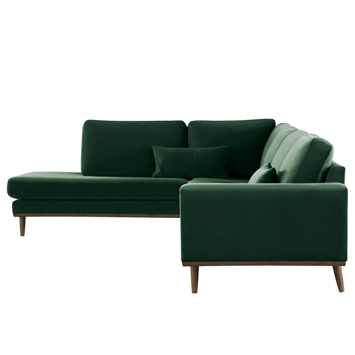 ECKSOFA mit Ottomane - Eichefarben/Grün, Eichenholz/Textil (287/219cm) - home24