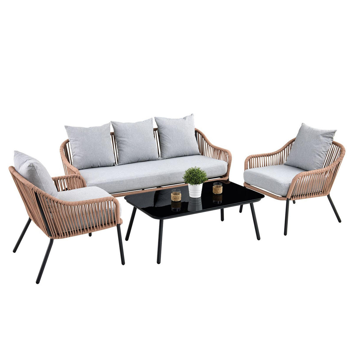 GARTENMÖBEL-SET BENGAL - Braun, Metall - CARO-Möbel