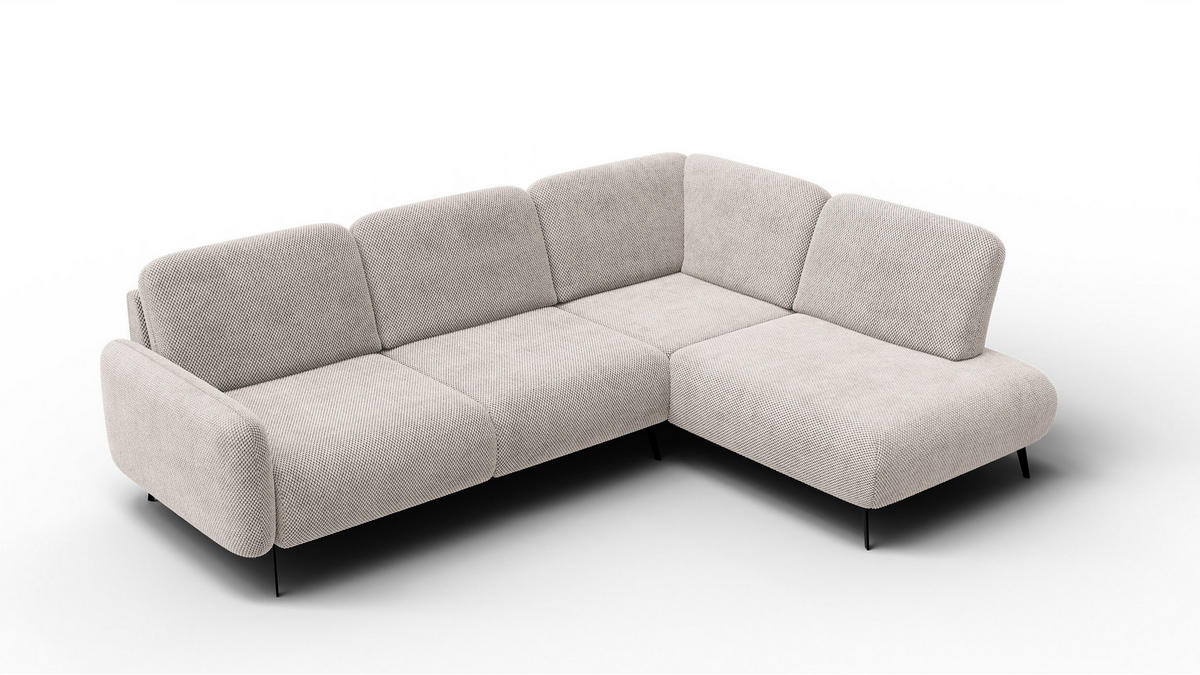 ECKSOFA FEBE 5-Sitzer rechts, beige - Beige/Schwarz, Holz/Textil (271/190cm) - Courtois Laville