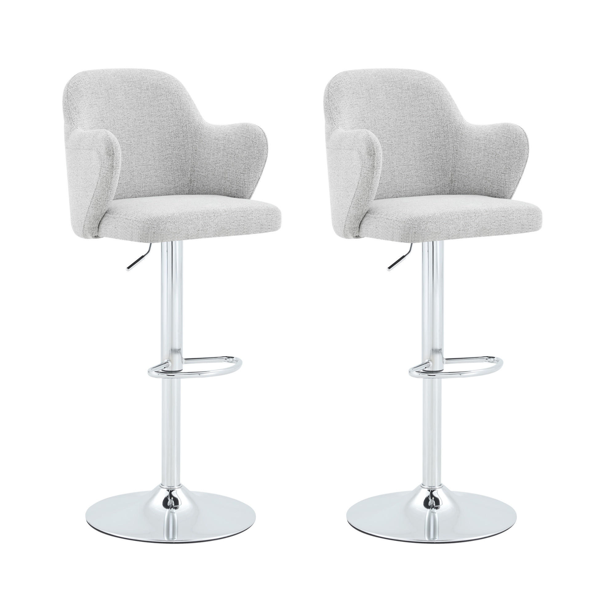 BARHOCKER höhenverstellbar & 360° drehbar 2er-Set Stoff Hellgrau - Hellgrau, Metall (37.6/118/45.1cm) - Meubliv