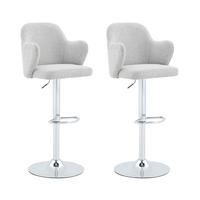 BARHOCKER höhenverstellbar & 360° drehbar 2er-Set Stoff Hellgrau - Hellgrau, Metall (37.6/118/45.1cm) - Meubliv