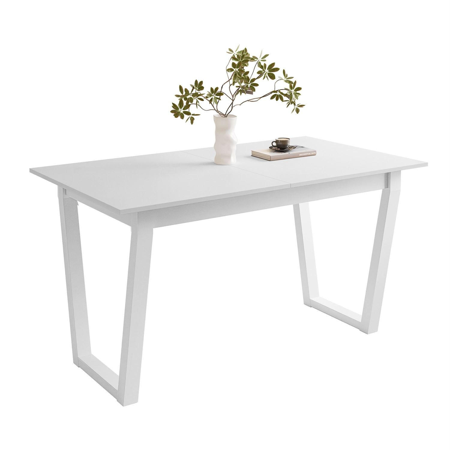 ESSTISCH ARTON II ausziehbarer Tisch 140-195 cm für 6-8 Personen - Weiß, Holzwerkstoff/Metall (140/80/77cm) - Lookway