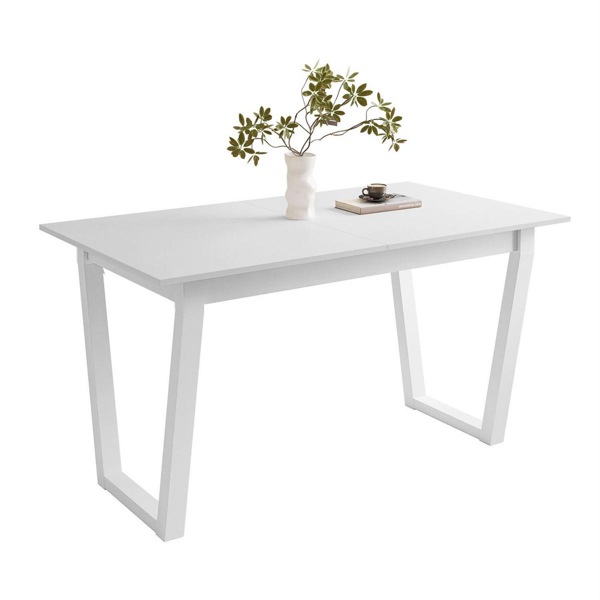 ESSTISCH ARTON II ausziehbarer Tisch 140-195 cm für 6-8 Personen - Weiß, Holzwerkstoff/Metall (140/80/77cm) - Lookway