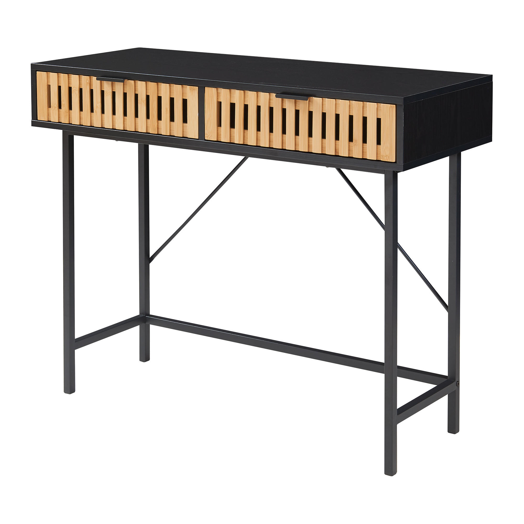 KONSOLENTISCH Luniehti - Schwarz/Naturfarben, Holzwerkstoff/Metall (40/100/75cm) - [en.casa]