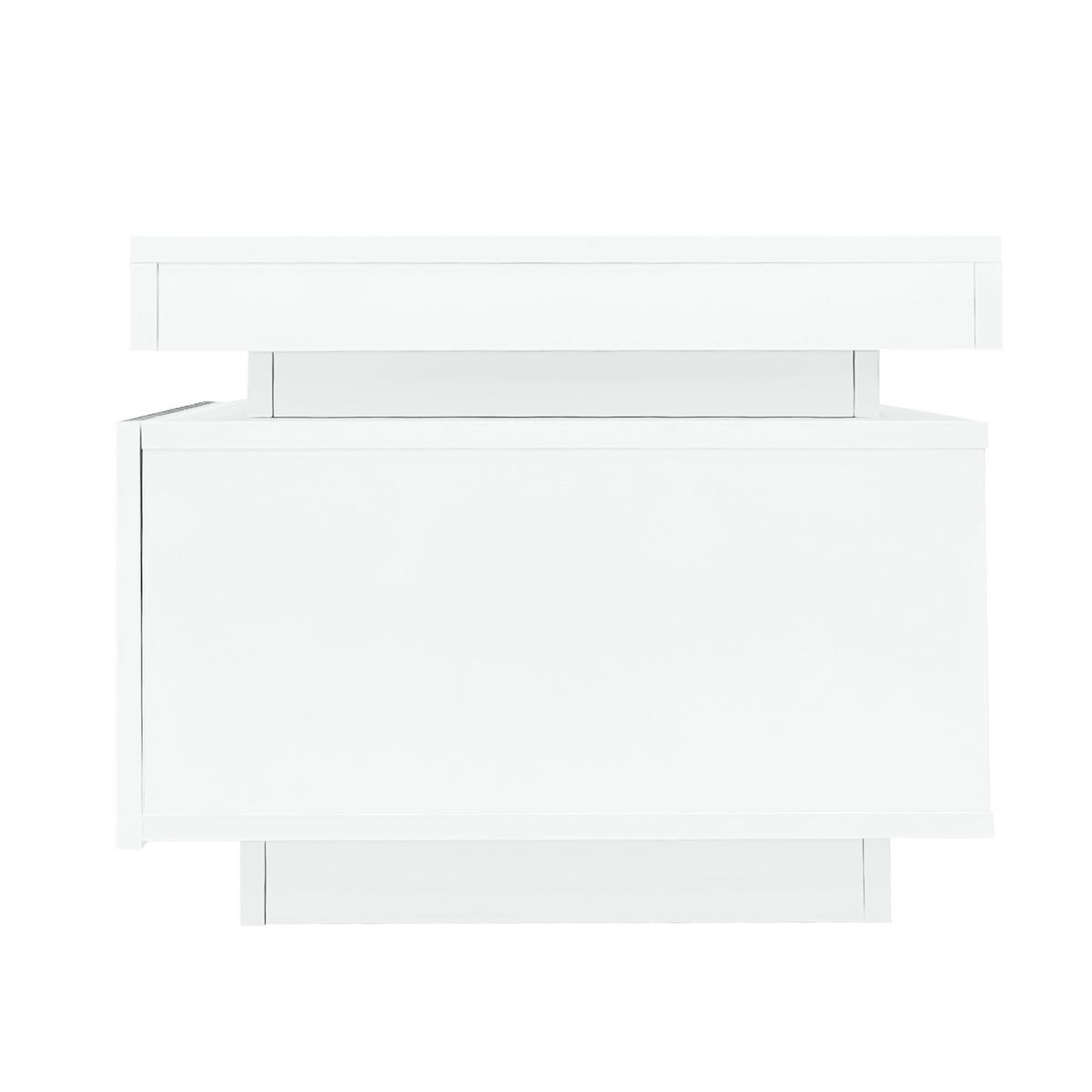 COUCHTISCH aus Spanplatte 100x50x40,3 cm Weiß mit LED-Beleuchtung und Schublade - Weiß, Holzwerkstoff (100/50/40.3cm) - IVMEU