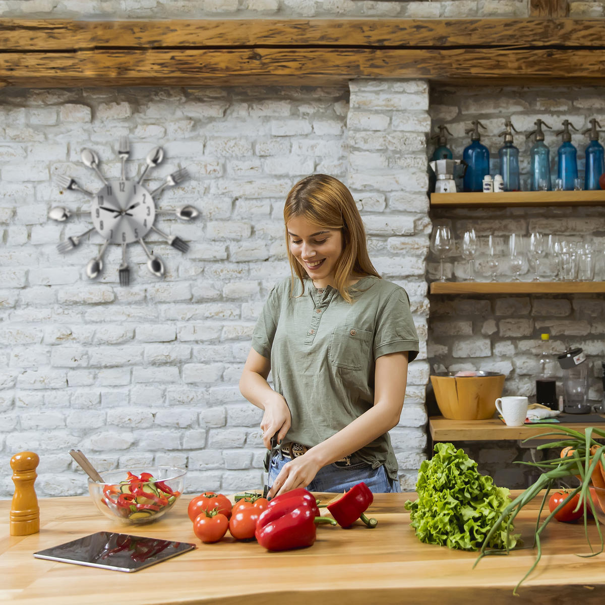 WANDUHR - Silberfarben, Metall (31/31/3.5cm) - Relaxdays