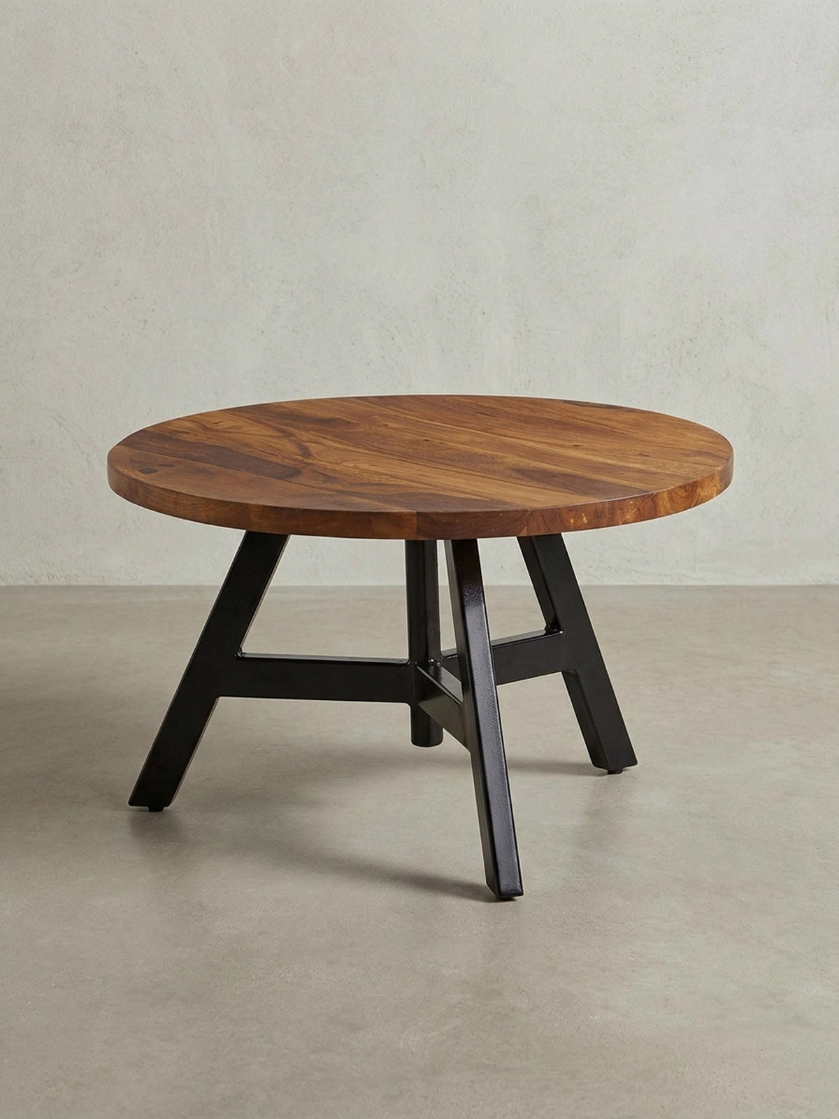 COUCHTISCH aus Sheesham Massivholz mit Metallgestell, Maße 60x60x35 cm - Schwarz/Braun, Holz/Metall (60/60/35cm) - KADIMA DESIGN
