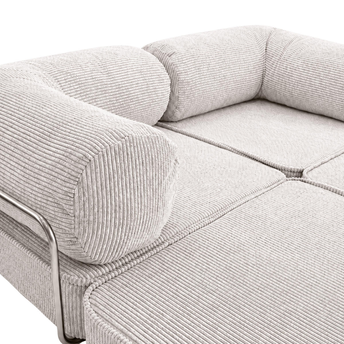 SOFA SURB Duo 100 Schlafsofa 2-Sitzer Beige 200/100 cm - Chromfarben/Beige, Textil/Metall (200/70/100cm) - SURB