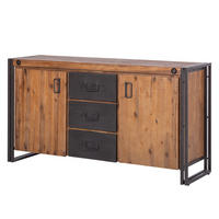 SIDEBOARD - 3 Schubladen, Akazie massiv / Metall - Akaziefarben, Holz (150/80/45cm) - home24