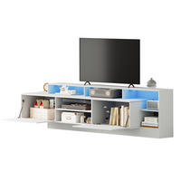 TV-LOWBOARD 190/40/48,5 cm mit LED-Beleuchtung, Hochglanzfront und Stauraum aus Spanplatte, Weiß - Weiß, Holzwerkstoff (190/48.5/40cm) - Redom