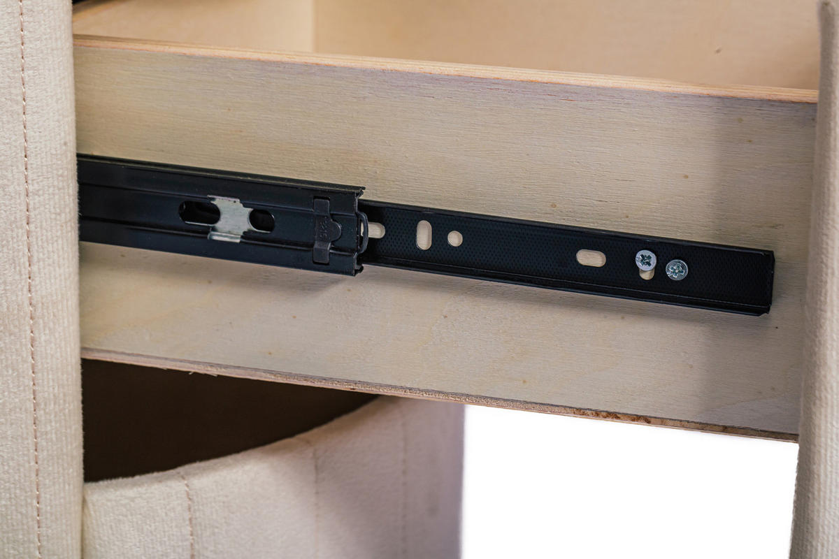 NACHTTISCH 40/52,5/40 cm Weiß aus MDF, Metall und Samt mit 3 Schubladen - Weiß, Holzwerkstoff (40/52.5/40cm) - OKMYHOME
