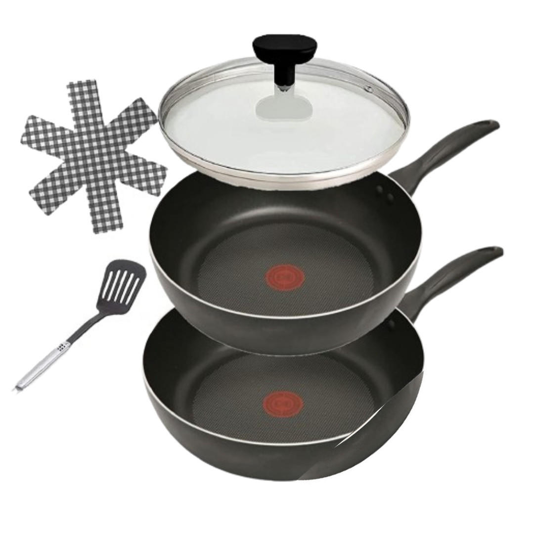 PFANNENSET B30310 Cook&Clean 5-tlg Schwarz 28 + 30 cm Antihaft mit Deckel - Schwarz, Kunststoff/Metall - Tefal