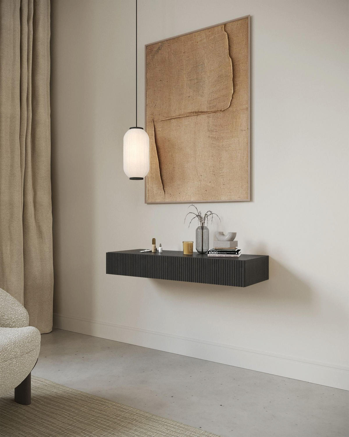 WANDKONSOLE Nolie Holzoptik Esche Schwarz 110 cm - Schwarz, Holzwerkstoff (110/17/40cm) - Selsey