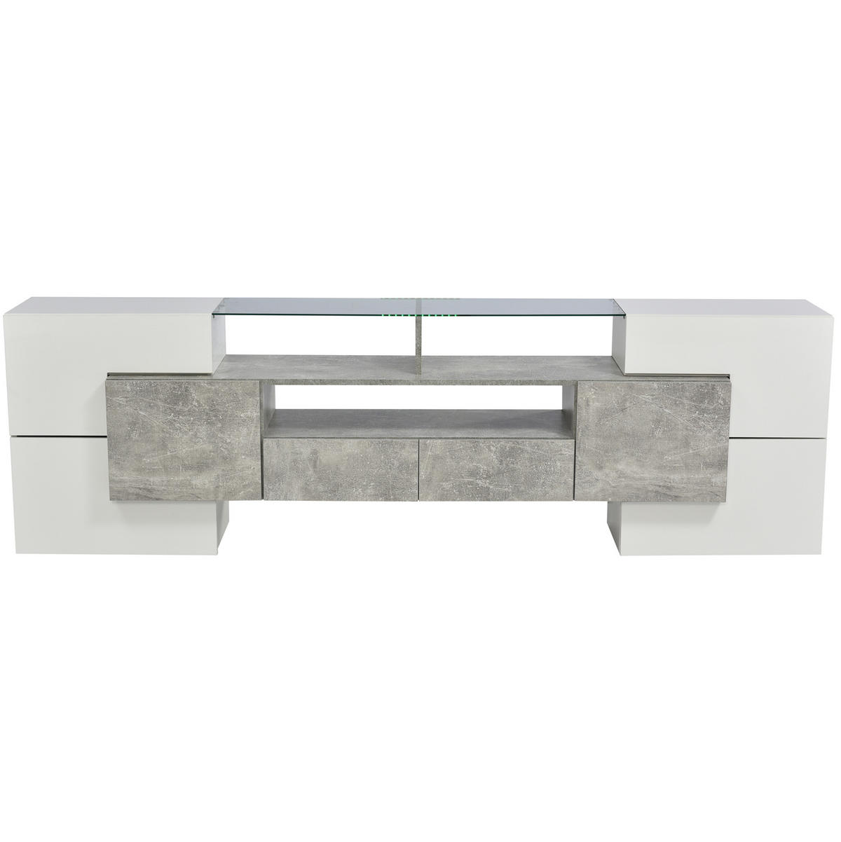 LOWBOARD 200/35/60 cm aus MDF mit LED-Beleuchtung Grau/Weiß - Weiß, Holzwerkstoff (200/60/35cm) - Modenvie