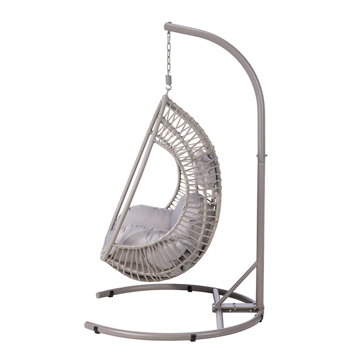 HÄNGESESSEL - Polyrattan / Stahl - Beige - Beige, Kunststoff/Textil (115/190/119cm) - home24