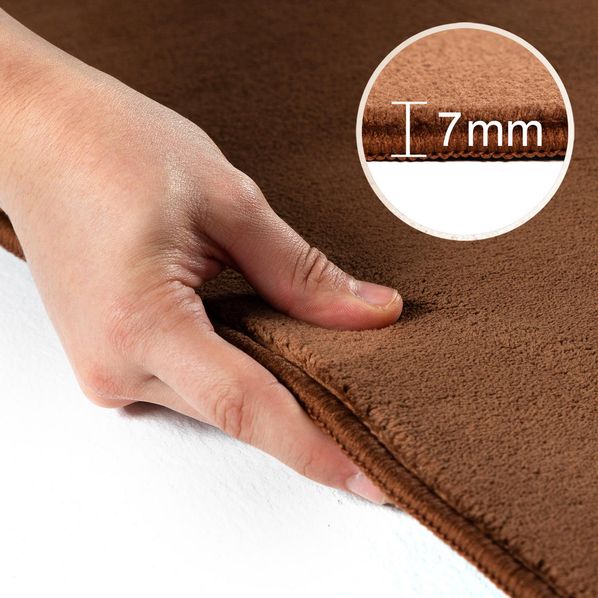 TEPPICH Kurzflor Uni-Farbe Microfaser Antirutsch Wohnzimmer waschbar Braun Rund 120x120 - Braun, Textil (120/120cm) - KADIMA DESIGN