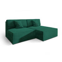 ECKSOFA FIORO M Grün Velours-Stoff mit Schlaffunktion - Grün, Holz (204/148cm) - MASSENO