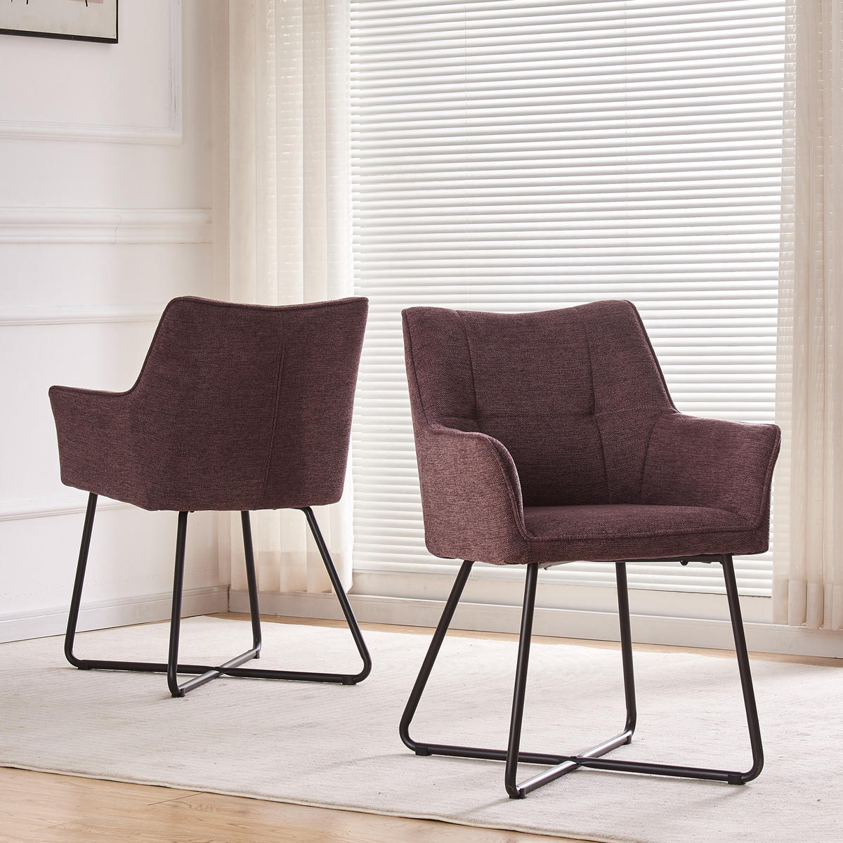 ARMLEHNSTUHL BREIGHT Merlot 2 Stück - Rotbraun, Textil/Metall (56/83/59cm) - B&D Home