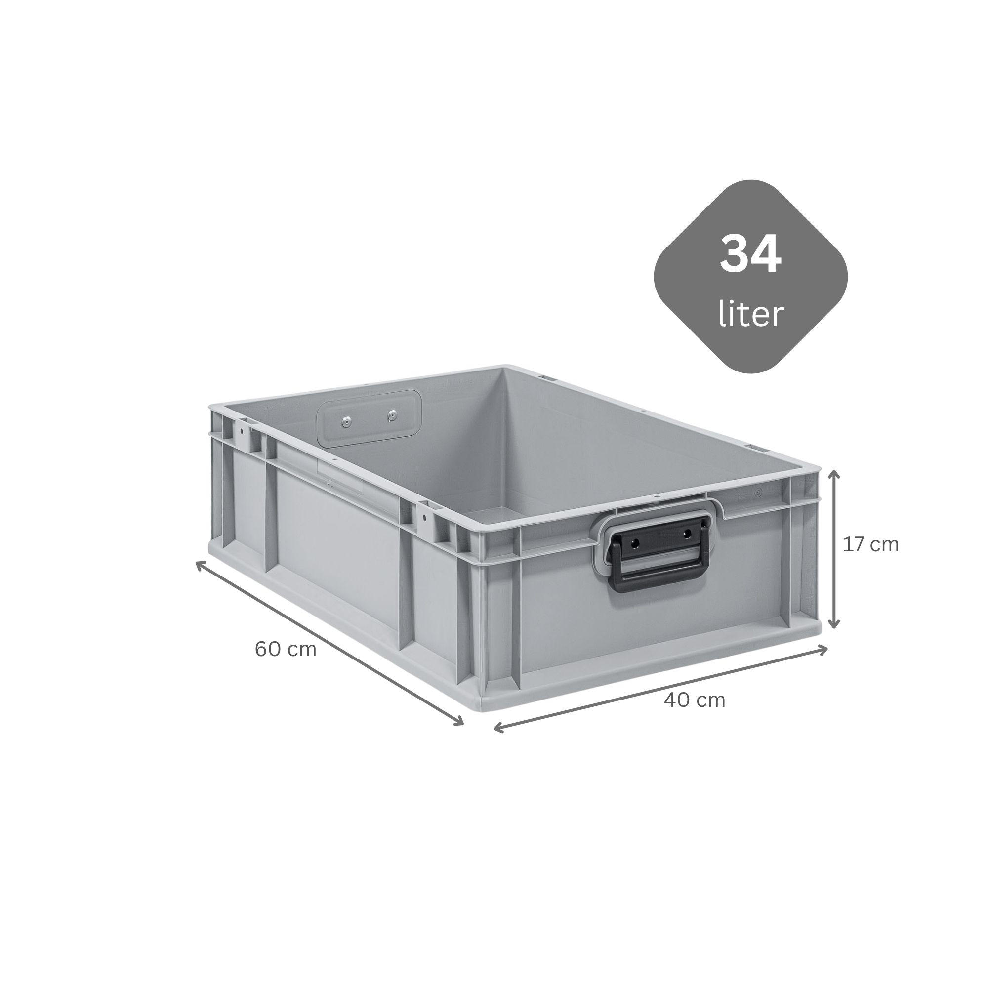 EUROBOX 5x Nextgen Portable Duo 17x40x60cm 34 Liter - Grau, Kunststoff (40/17/60cm) - PROREGAL