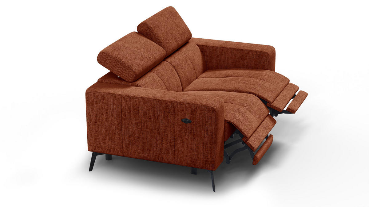 RELAXSOFA MORELLO 2-Sitzer, rostrot, 2 x Relax Zero Gravity - Orange, Holz/Textil (164/82/103cm) - Courtois Laville