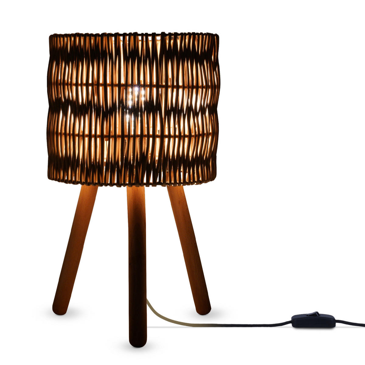TISCHLAMPE Jorge Tl - Naturfarben, Holz (24.5/24.5/41cm) - Paco Home