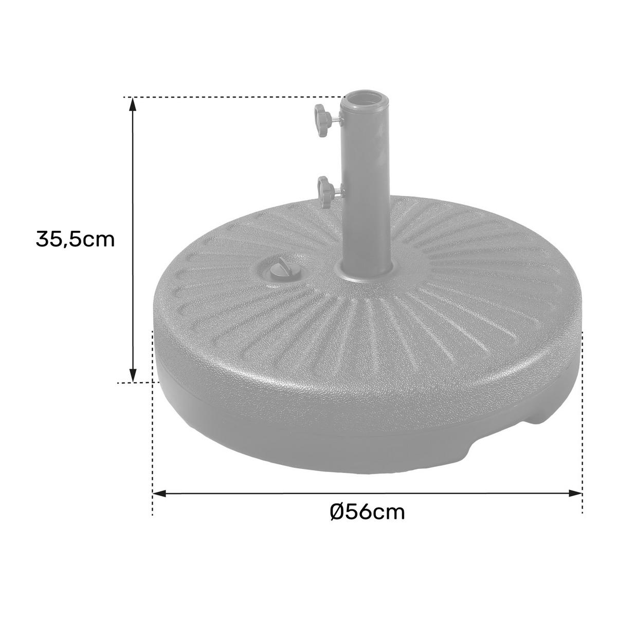 SONNENSCHIRMFUSS Brest Schwarz Ø56 × H 35,5cm - Schwarz, Kunststoff (56/56cm) - Happy Garden
