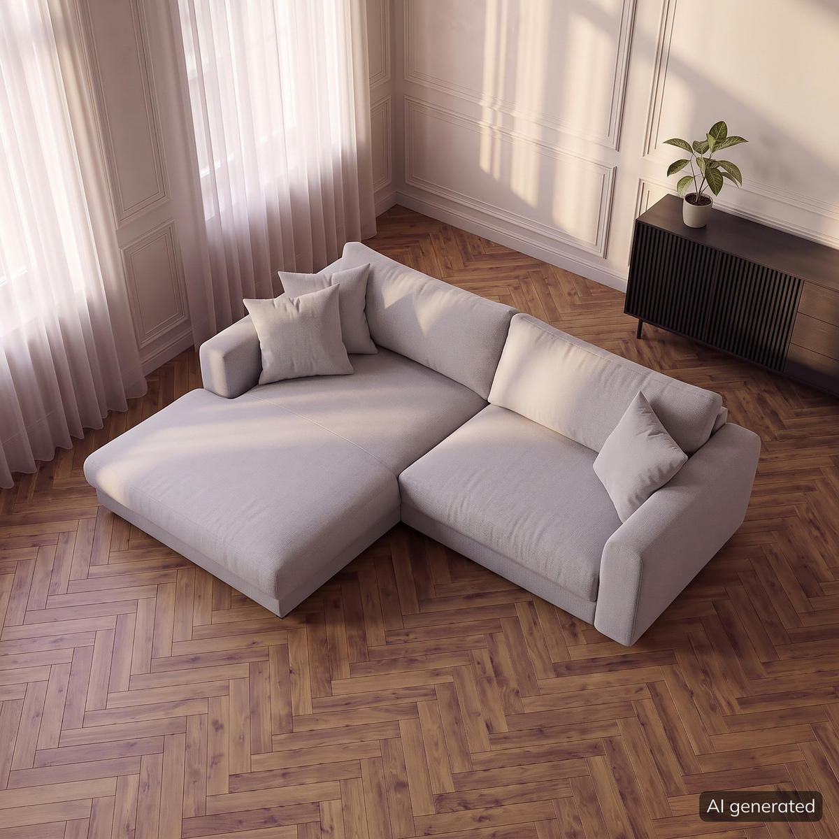 ECKSOFA mit Longchair - Schwarz/Grau, Holz/Kunststoff (238/183cm) - home24